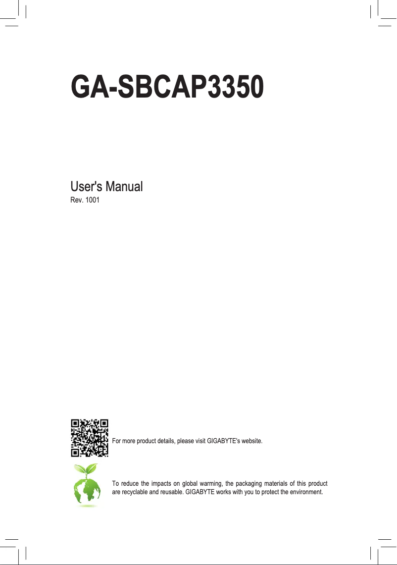 Page 1 de la notice Manuel utilisateur Gigabyte GB-SBCAP3350