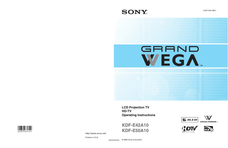 Page n°1 - Manuel utilisateur Sony KDF-E42A10