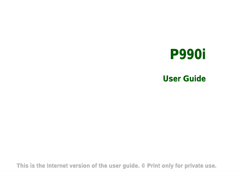 Page n°1 - Manuel utilisateur Sony Ericsson P990