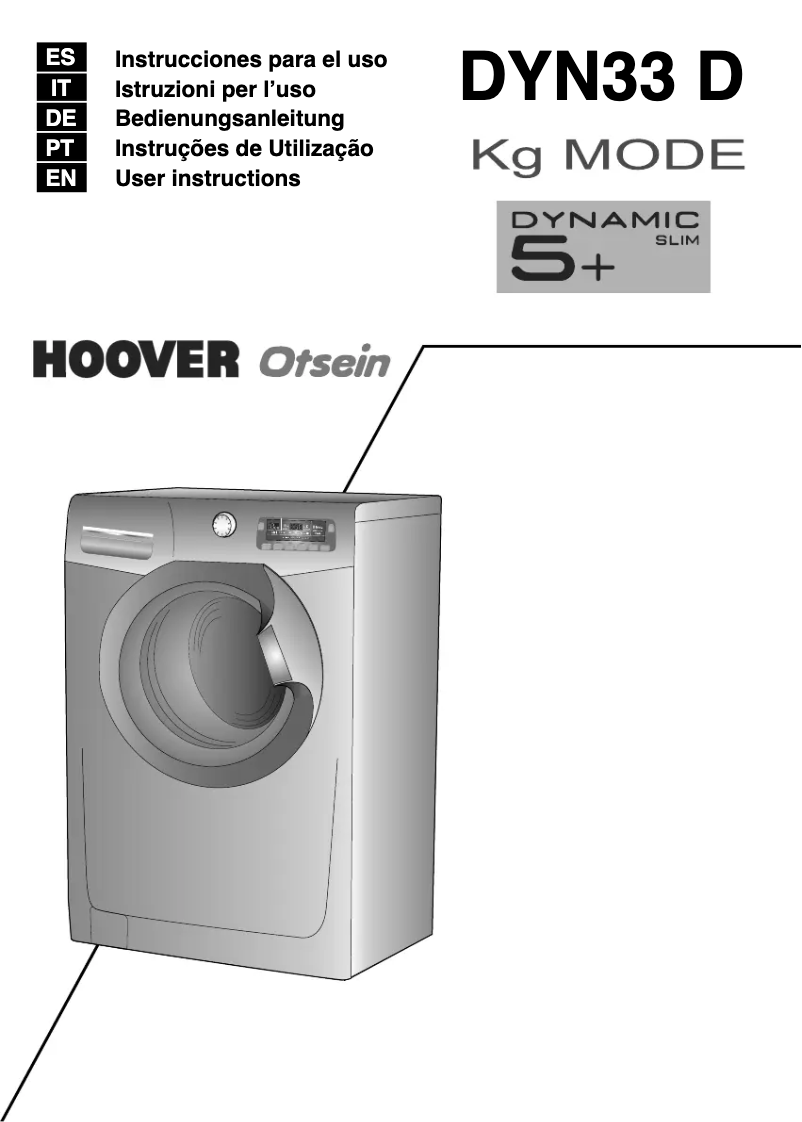 Page 1 de la notice Manuel utilisateur Hoover DYN33 5125D2-30