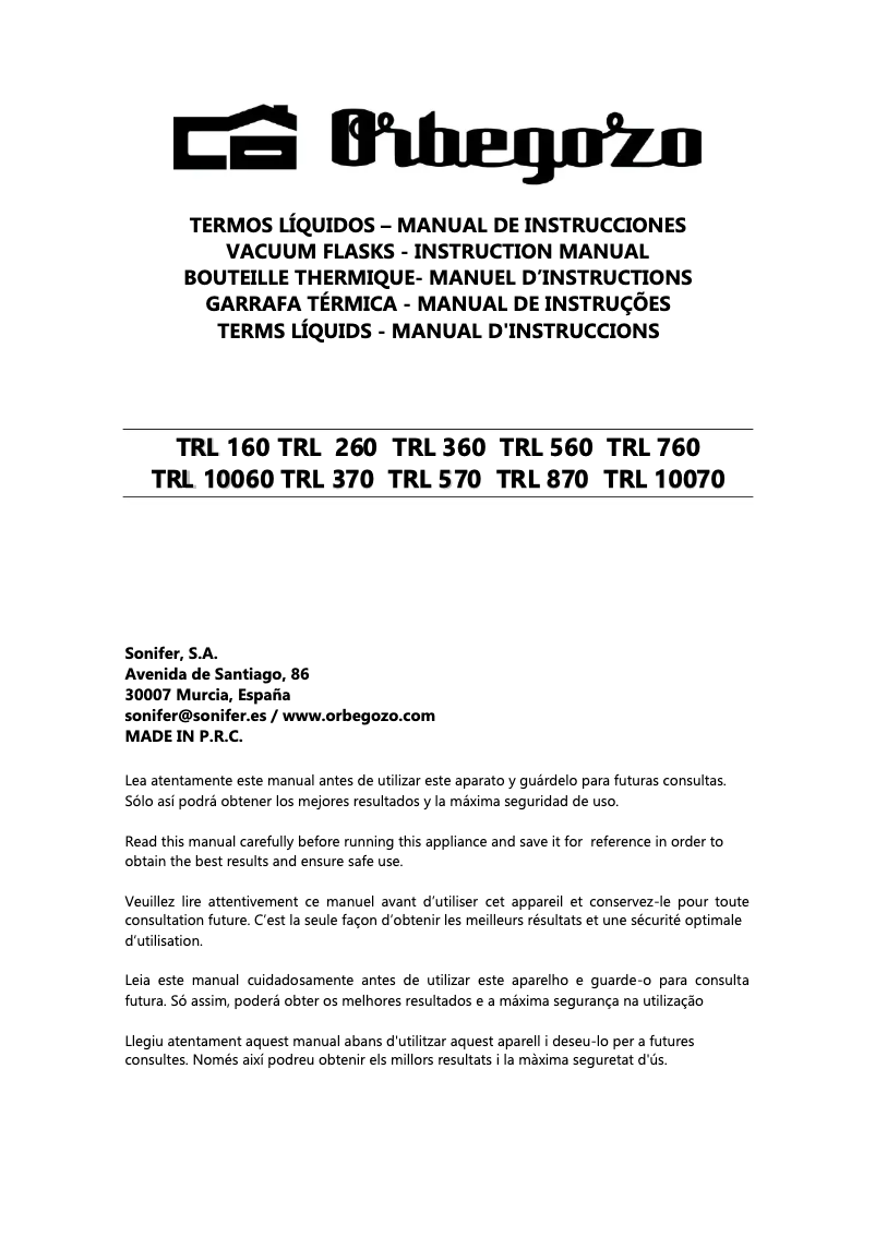 Image de la première page du manuel de l'appareil TRL 260