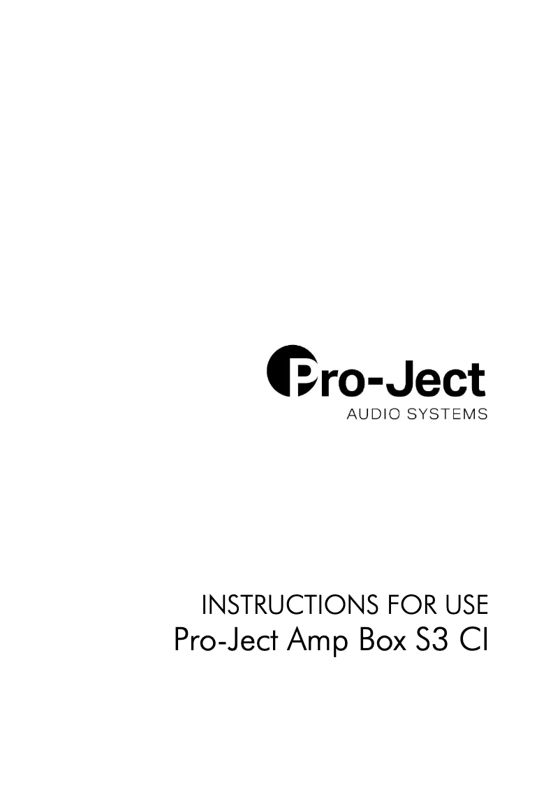 Page 1 de la notice Manuel utilisateur Pro-Ject Amp Box S3 CI