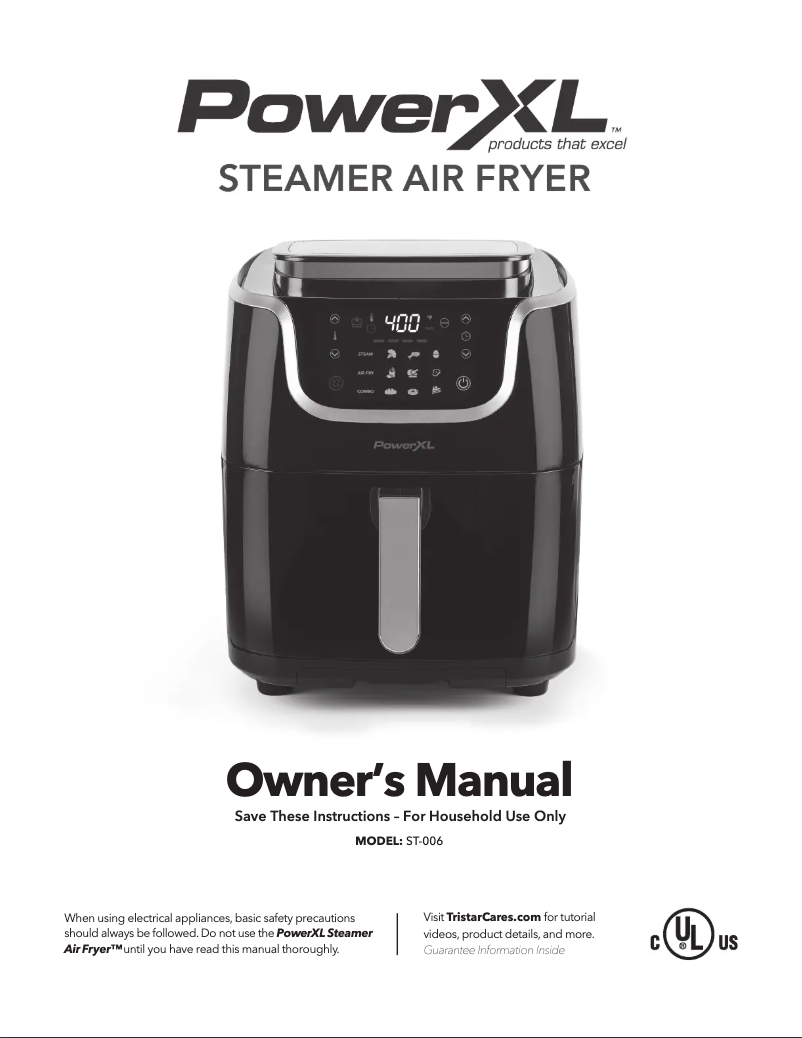 Page 1 de la notice Manuel utilisateur PowerXL Steamer Air Fryer ST-006