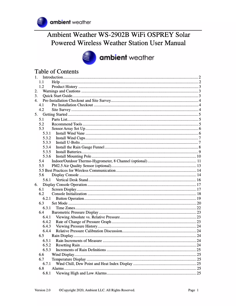 Image de la première page du manuel de l'appareil WS-2902B
