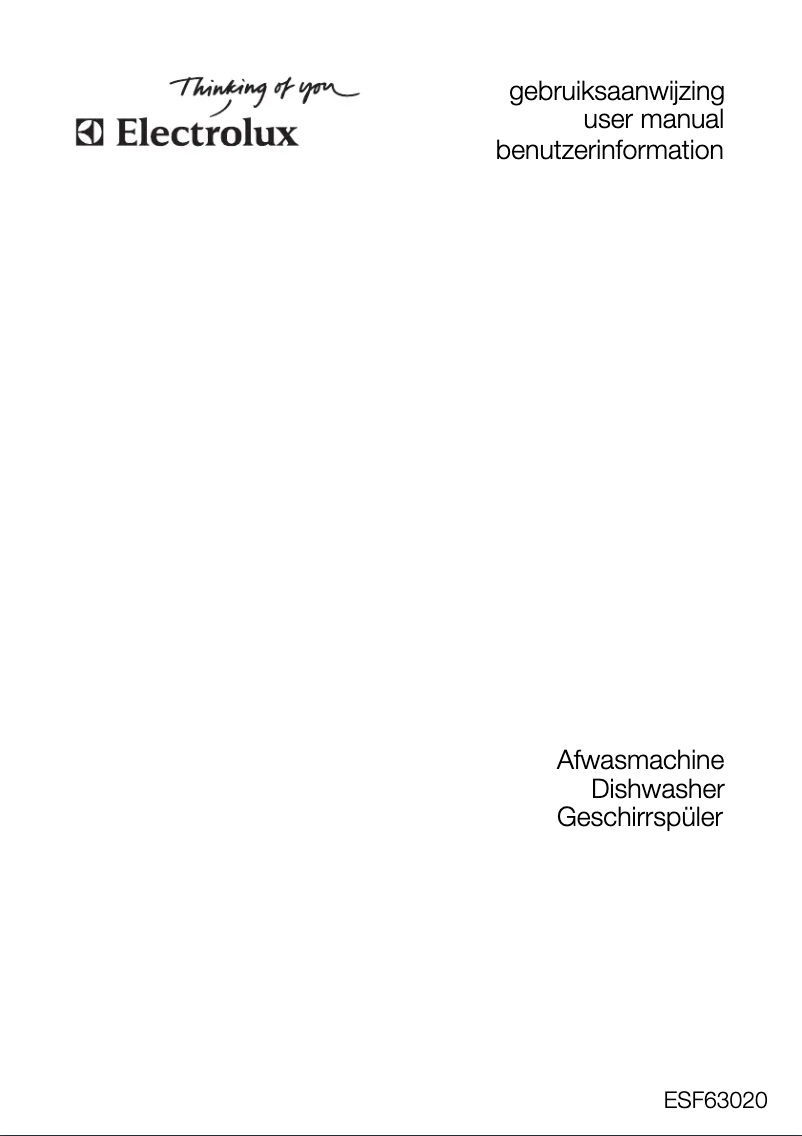 Page 1 de la notice Manuel utilisateur Electrolux ESF63020