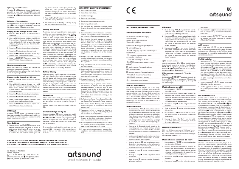 Image de la première page du manuel de l'appareil U6