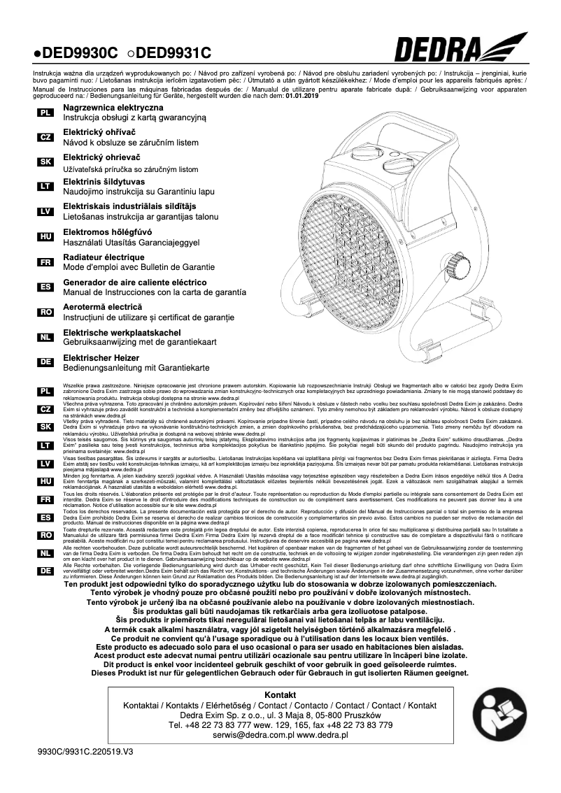 Image de la première page du manuel de l'appareil DED9930C