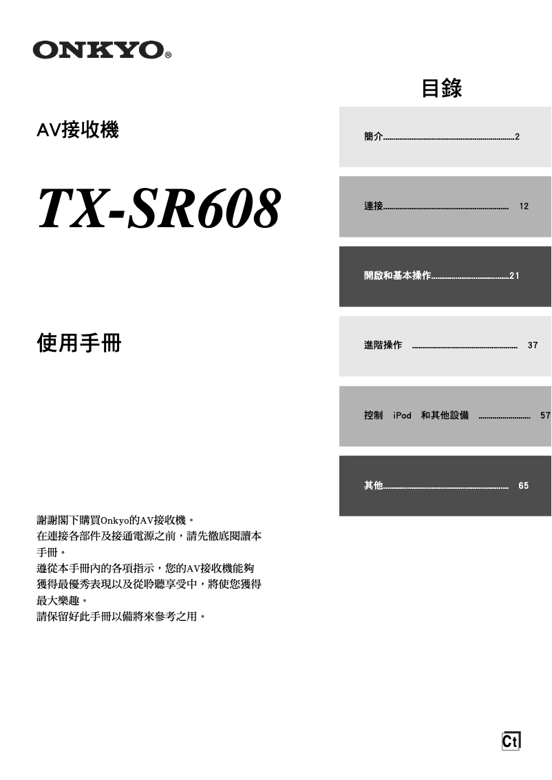 Page 1 de la notice Manuel utilisateur Onkyo TX-SR608