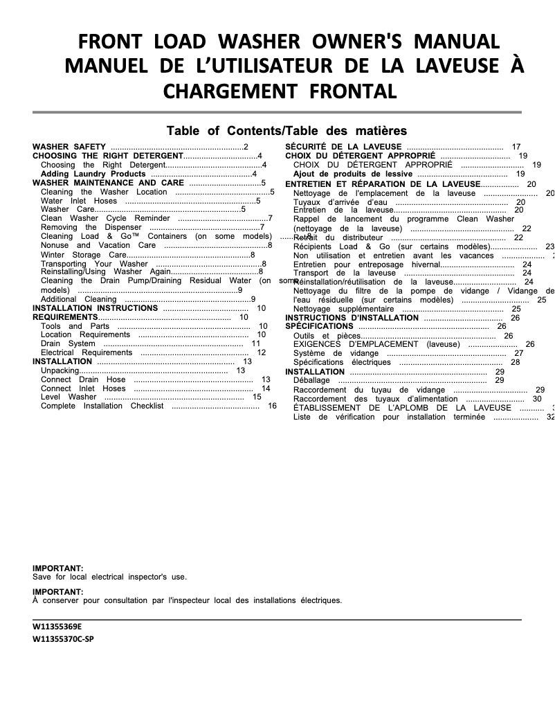 Page 1 de la notice Manuel utilisateur Maytag MFW7020RW