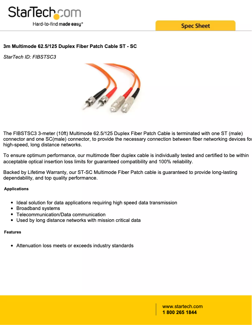 Page n°1 - Manuel utilisateur StarTech.com FIBSTSC3