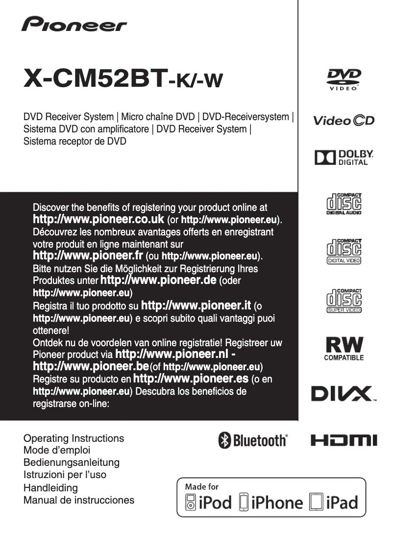 Page 1 de la notice Manuel utilisateur Pioneer X-CM52BT-K
