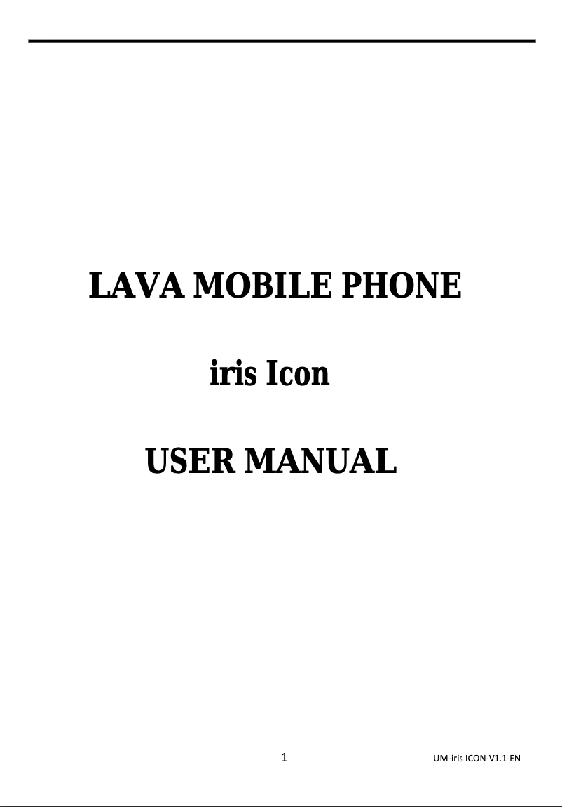 Page 1 de la notice Manuel utilisateur Lava Iris Icon