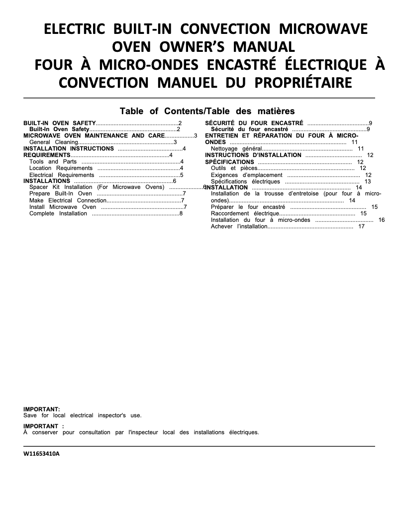 Page 1 de la notice Manuel utilisateur Jenn-Air JMC2427LM