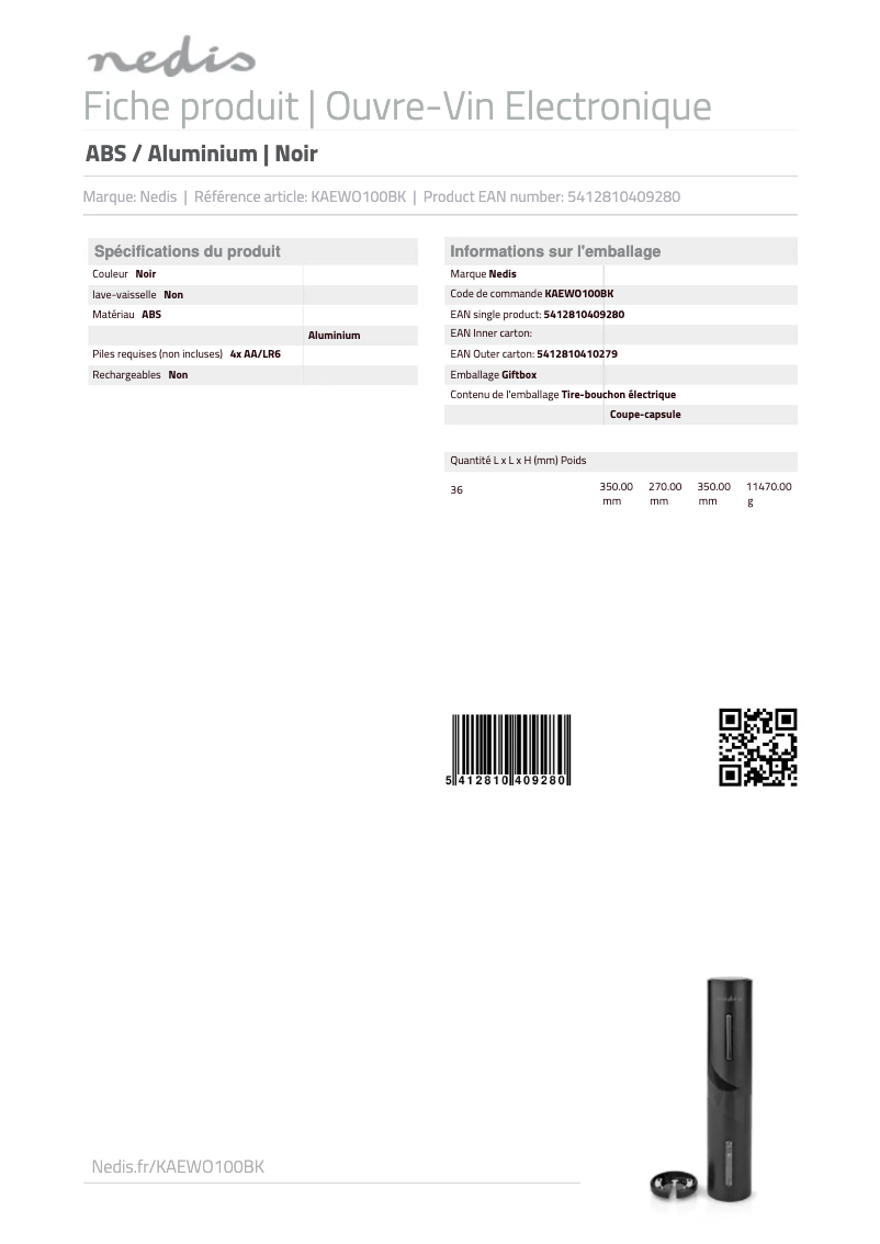 Image de la première page du manuel de l'appareil KAEWO100BK