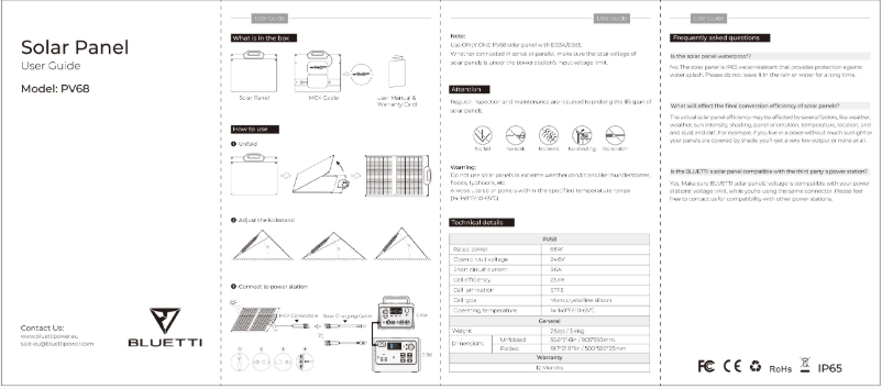 Page n°1 - Manuel utilisateur Bluetti PV68