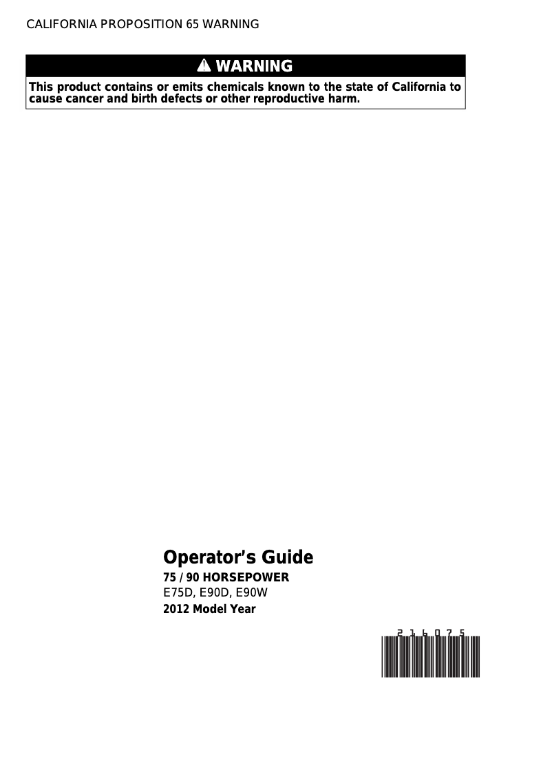 Page 1 de la notice Manuel utilisateur Evinrude E90D (2012)