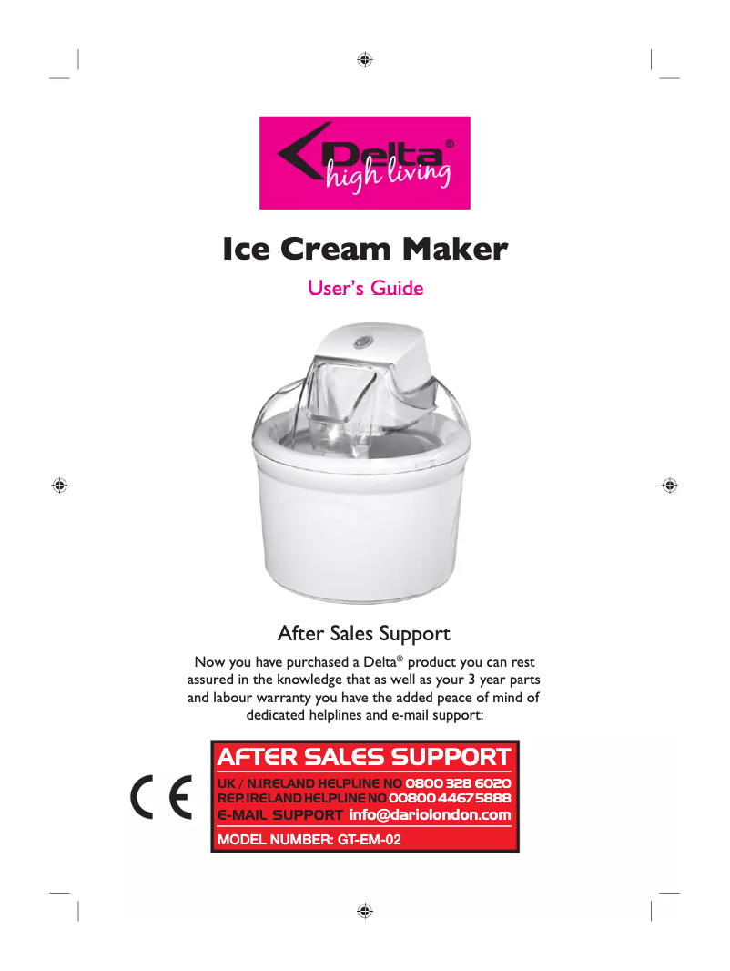 Page 1 de la notice Manuel utilisateur Delta GT-EM-02