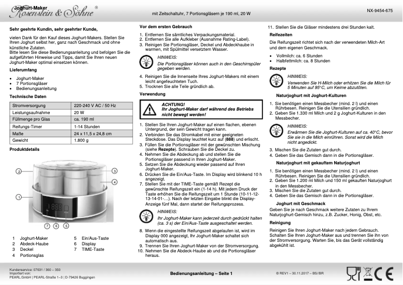 Page n°1 - Manuel utilisateur Rosenstein & Söhne NX-9454-919