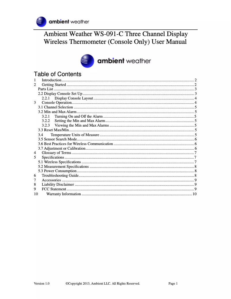 Image de la première page du manuel de l'appareil WS-21