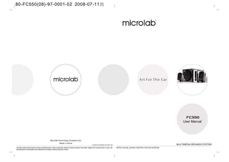 Page n°1 - Manuel utilisateur Microlab FC-550