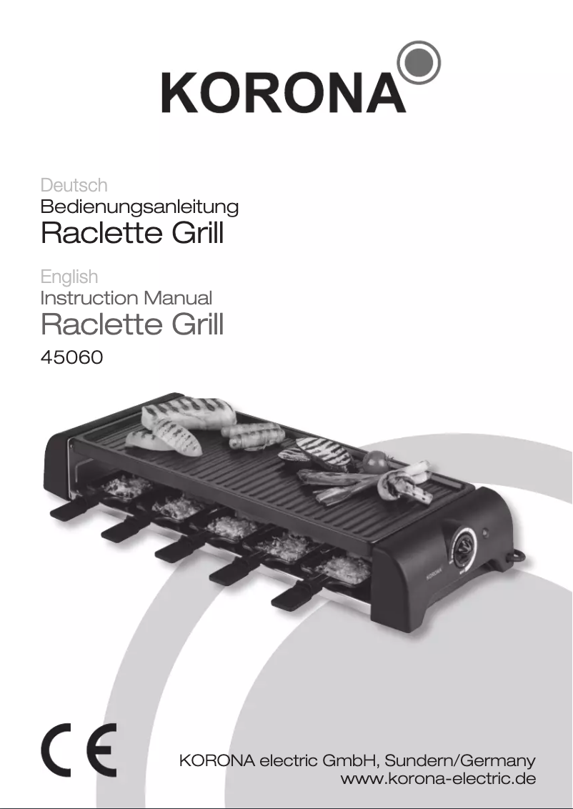 Page n°1 - Manuel utilisateur Korona Raclette Grill 45060