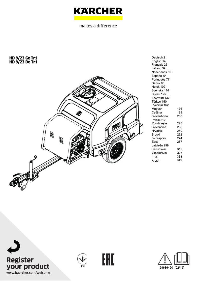 Page n°1 - Manuel utilisateur Kärcher HD 9/23 De Tr1