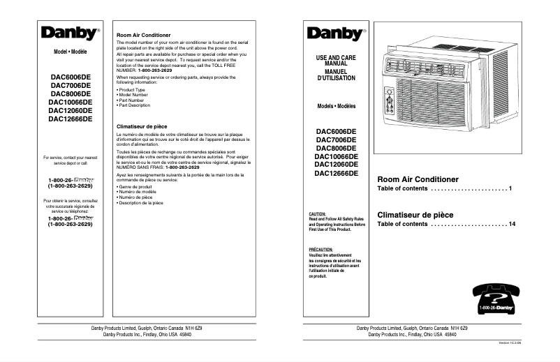 Page 1 de la notice Manuel utilisateur Danby DAC10066DE