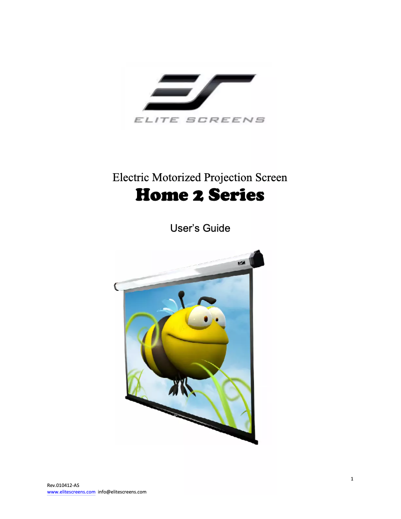 Page 1 de la notice Manuel utilisateur Elite Screens Home2 HOME100IWH2-24
