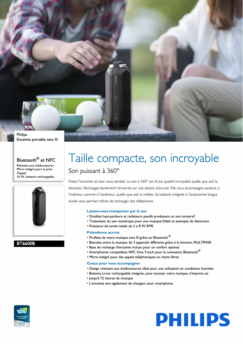 Page n°1 - Fiche technique Philips BT6600B