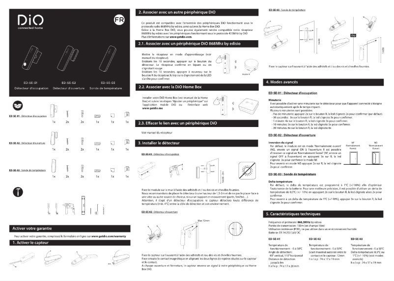 Page 1 de la notice Manuel utilisateur DiO Wireless temperature sensor