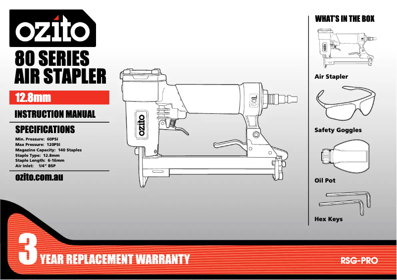 Page 1 de la notice Manuel utilisateur Ozito RSG-PRO