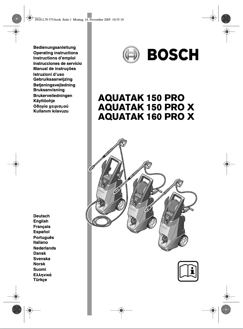 Page 1 de la notice Manuel utilisateur Bosch Aquatak 150