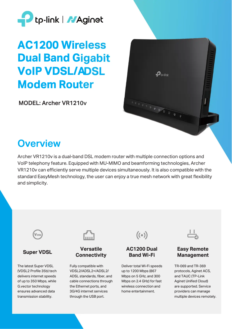 Página 1 del manual Ficha técnica TP-Link Archer VR1210v