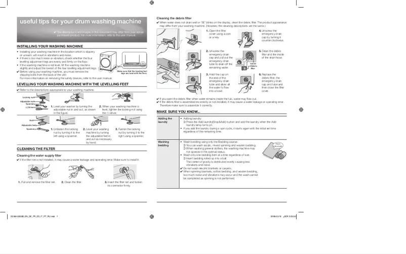 Page 1 de la notice Guide d'installation Samsung WW85H7410EX