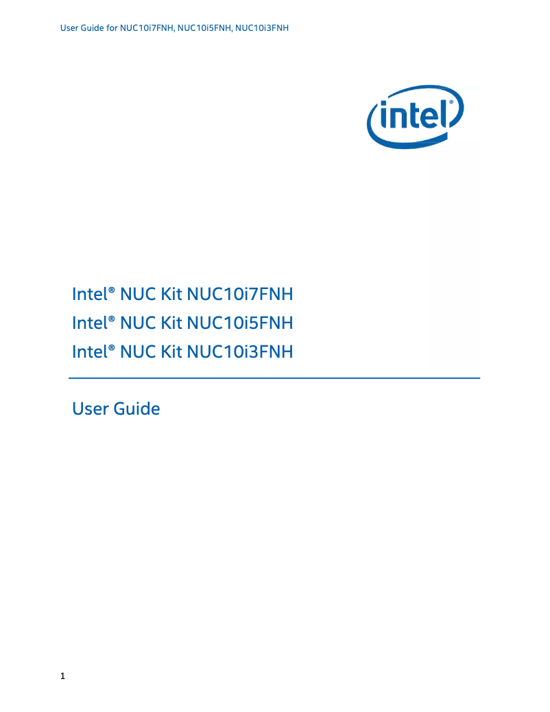 Page 1 de la notice Manuel utilisateur Intel NUC 10 Performance