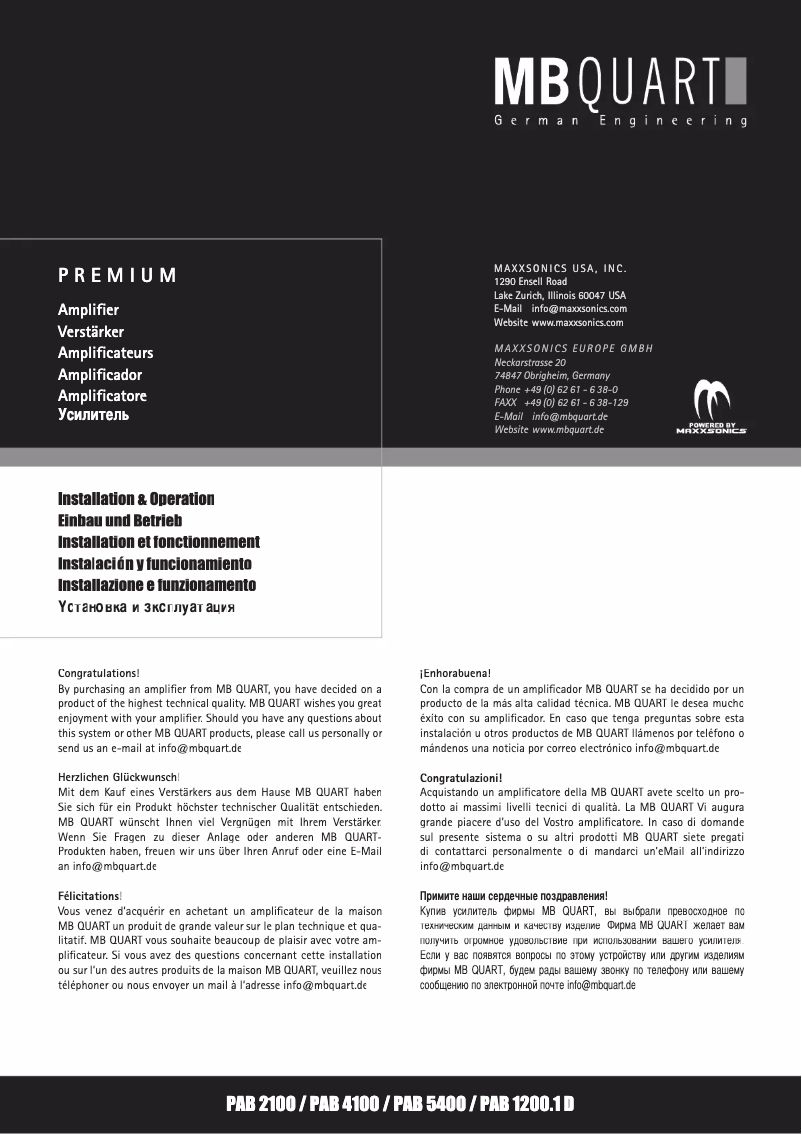 Image de la première page du manuel de l'appareil PAB 2100