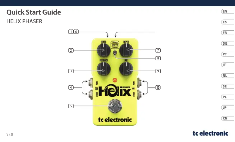 Page 1 de la notice Guide de démarrage rapide TC Electronic Helix Phaser
