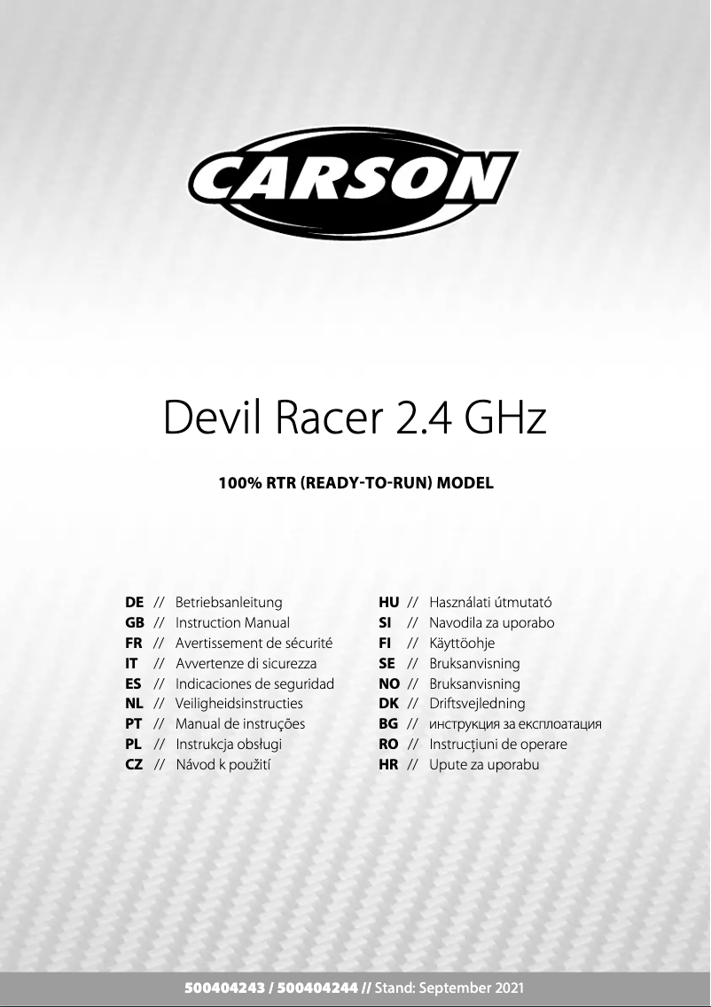 Image de la première page du manuel de l'appareil Devil Racer