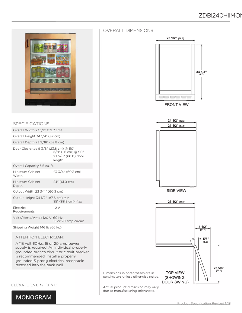 Image de la première page du manuel de l'appareil ZDBI240HII