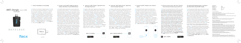 Image de la première page du manuel de l'appareil ANT+ Dongle Micro USB T2090