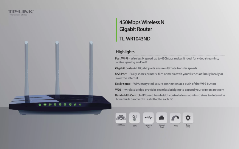 Página 1 del manual Ficha técnica TP-Link TL-WR1043ND