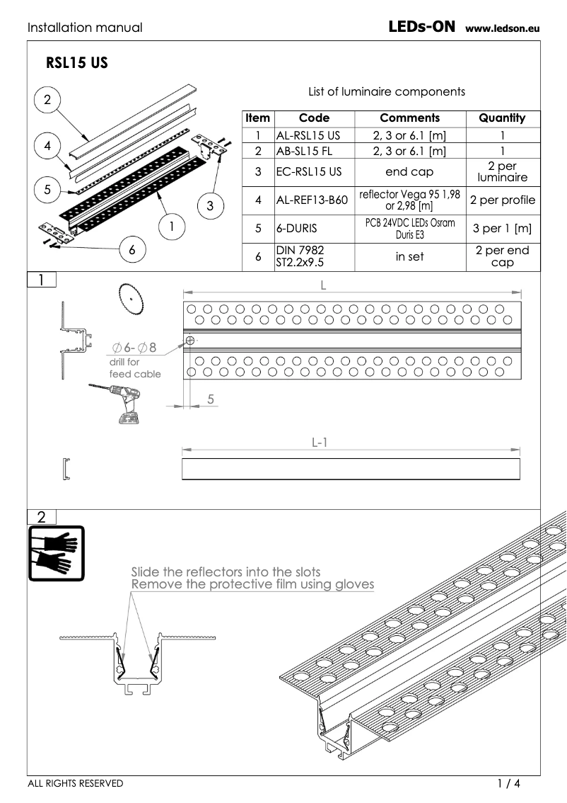 Page 1 de la notice Manuel utilisateur LEDs-ON RPL35 US