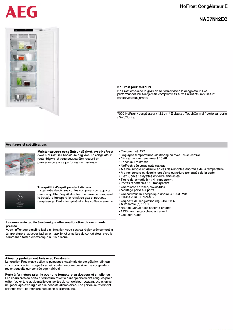 Page n°1 - Fiche technique AEG NAB7N12EC