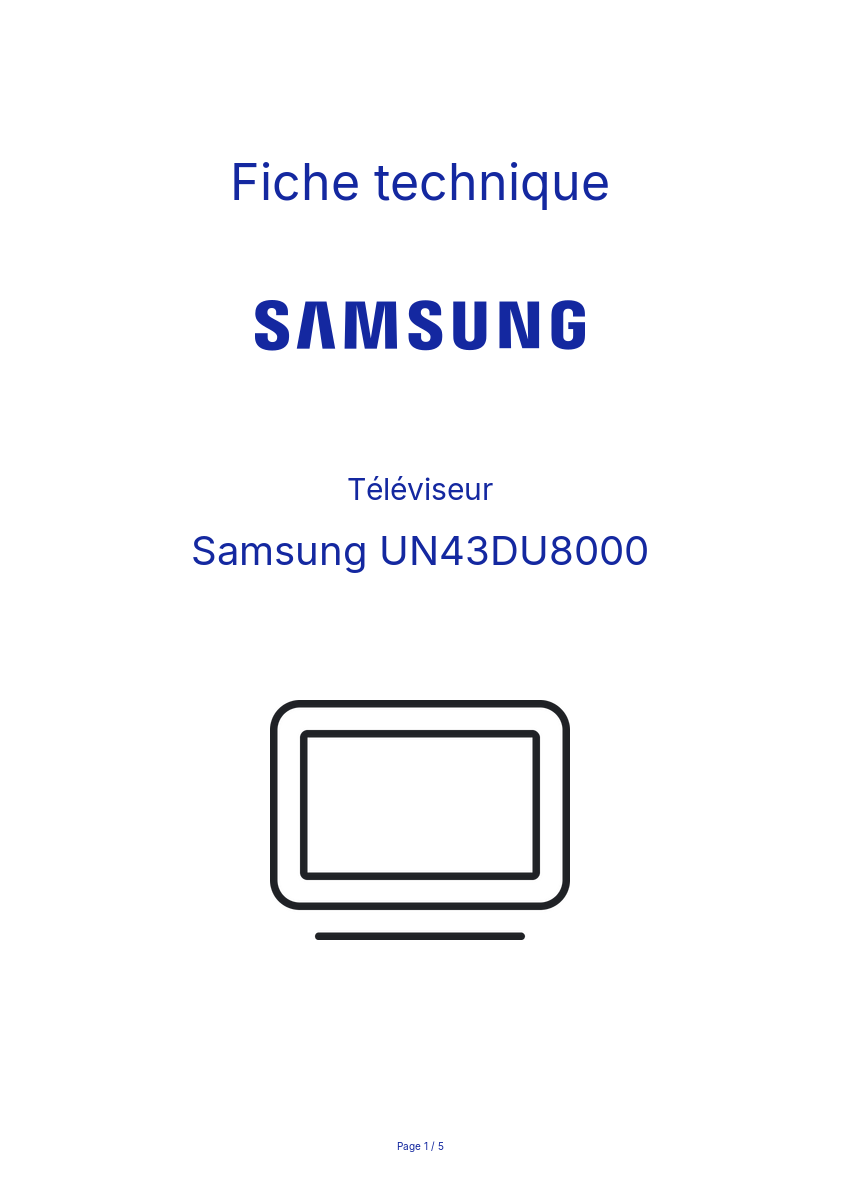Page n°1 - Fiche technique Samsung UN43DU8000