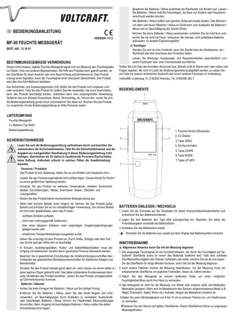 Image de la première page du manuel de l'appareil MF-50