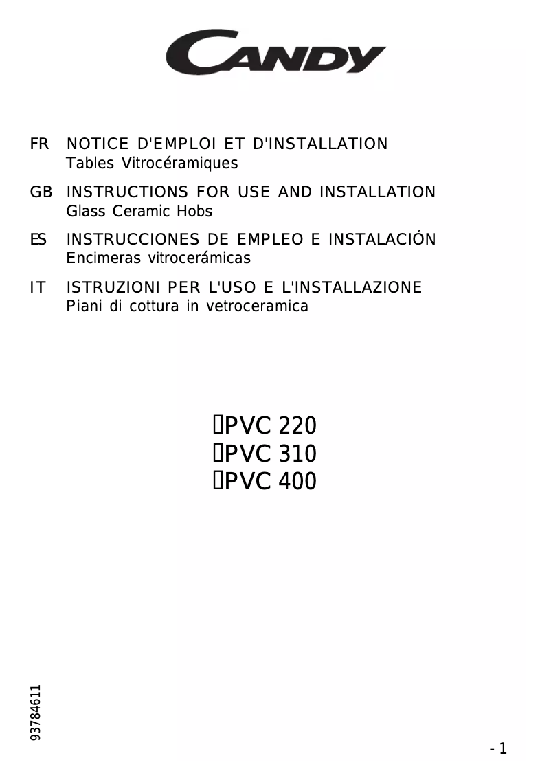 Image de la première page du manuel de l'appareil PC PVC 220 N