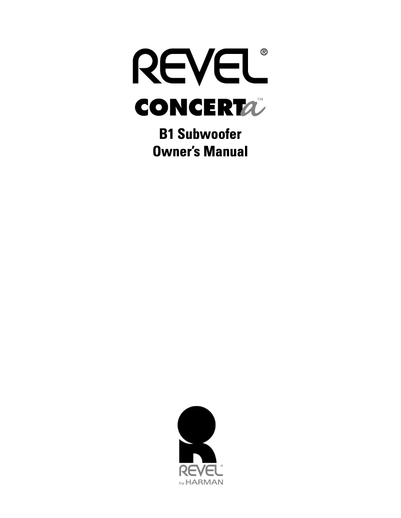 Page n°1 - Manuel utilisateur Revel Concerta B1