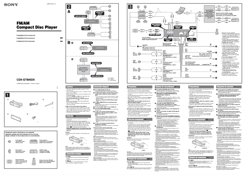 Image de la première page du manuel de l'appareil CDX-GT805DX
