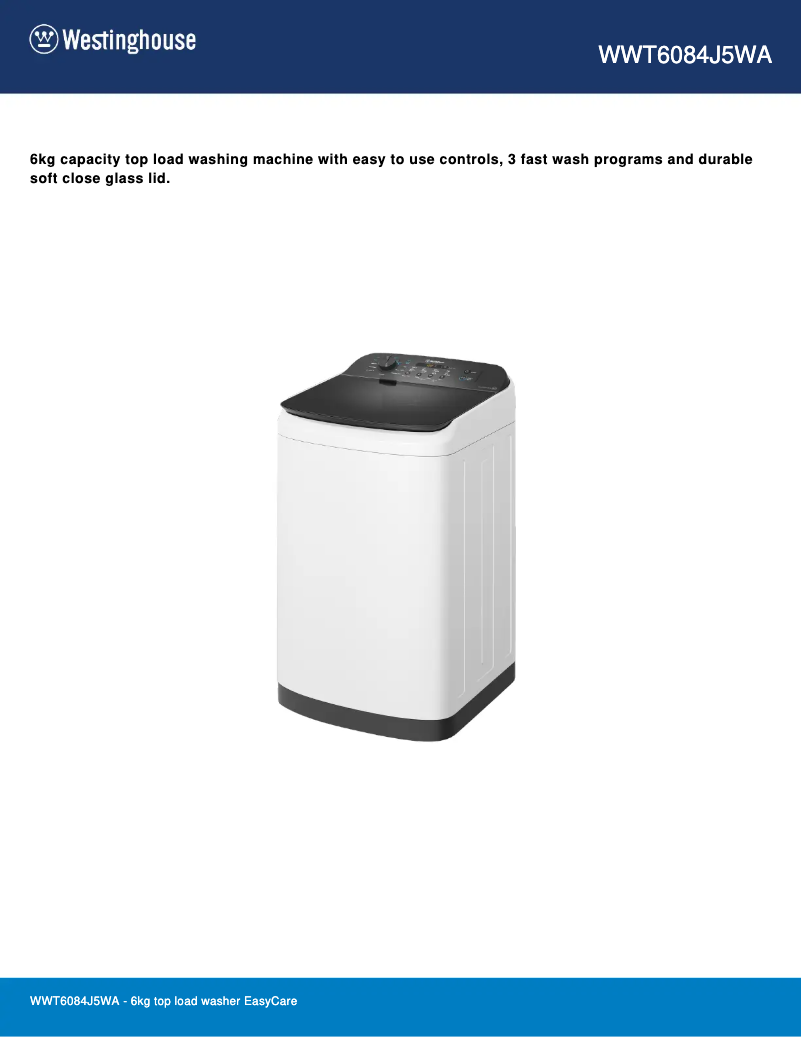 Page n°1 - Fiche technique Westinghouse WWT6084J5WA