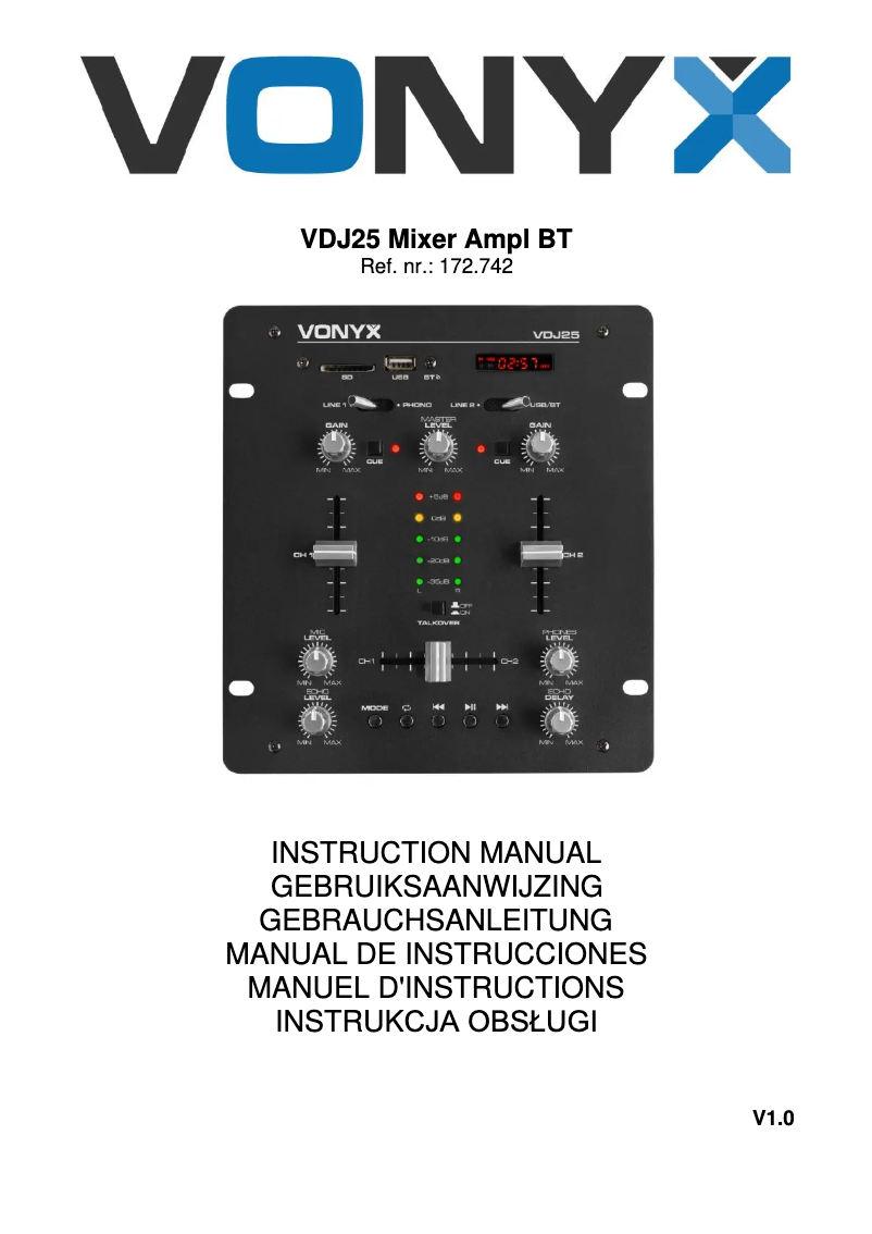 Page 1 de la notice Manuel utilisateur Vonyx VDJ25